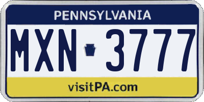 PA license plate MXN3777