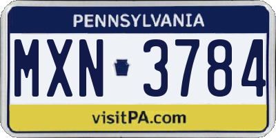PA license plate MXN3784