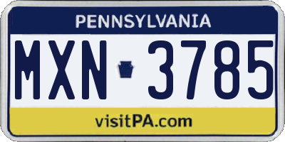 PA license plate MXN3785