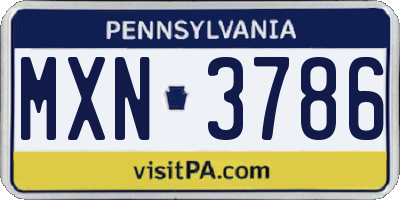 PA license plate MXN3786
