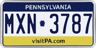 PA license plate MXN3787