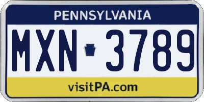 PA license plate MXN3789