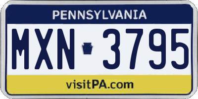 PA license plate MXN3795