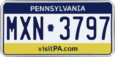 PA license plate MXN3797