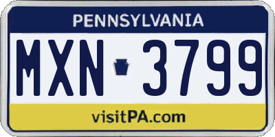 PA license plate MXN3799