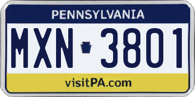 PA license plate MXN3801