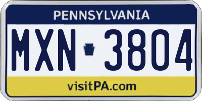 PA license plate MXN3804