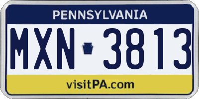 PA license plate MXN3813