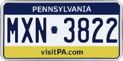 PA license plate MXN3822