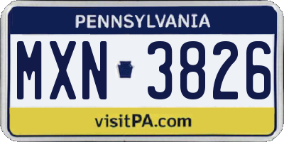 PA license plate MXN3826