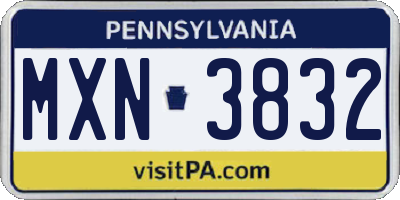 PA license plate MXN3832