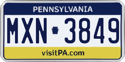PA license plate MXN3849