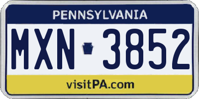 PA license plate MXN3852
