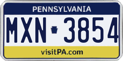 PA license plate MXN3854