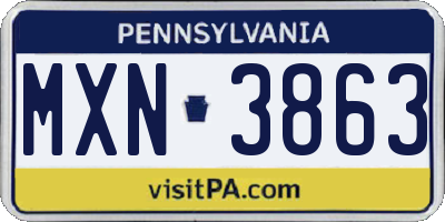 PA license plate MXN3863