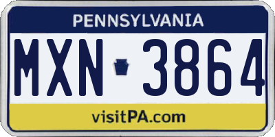 PA license plate MXN3864