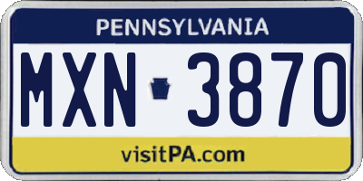 PA license plate MXN3870