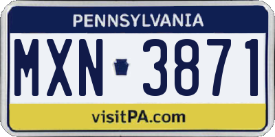 PA license plate MXN3871