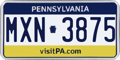 PA license plate MXN3875