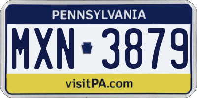 PA license plate MXN3879