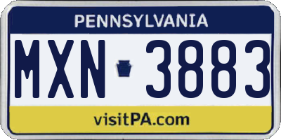 PA license plate MXN3883
