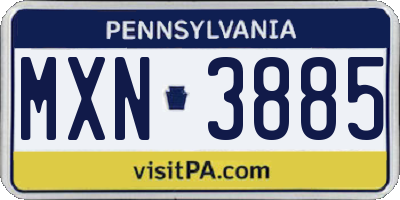 PA license plate MXN3885
