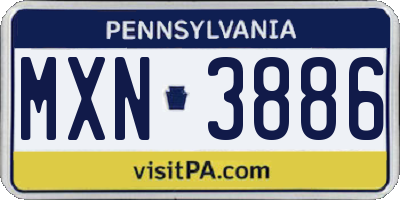 PA license plate MXN3886