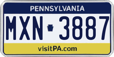 PA license plate MXN3887
