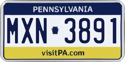PA license plate MXN3891