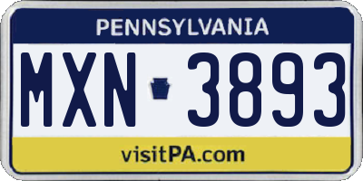 PA license plate MXN3893