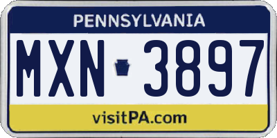 PA license plate MXN3897