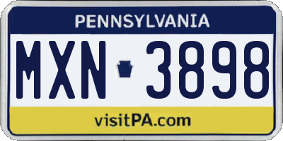 PA license plate MXN3898