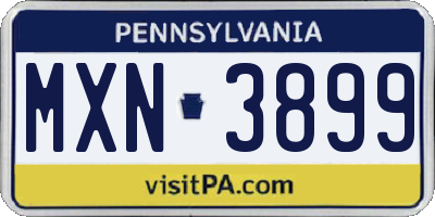 PA license plate MXN3899