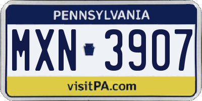 PA license plate MXN3907