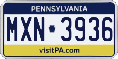 PA license plate MXN3936