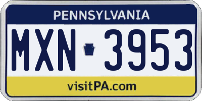 PA license plate MXN3953