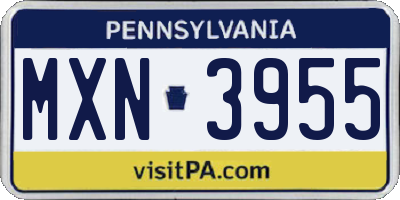 PA license plate MXN3955