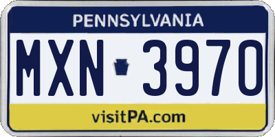 PA license plate MXN3970