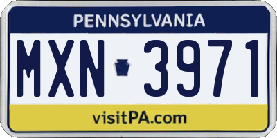 PA license plate MXN3971