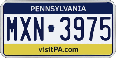 PA license plate MXN3975