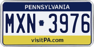 PA license plate MXN3976