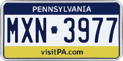 PA license plate MXN3977