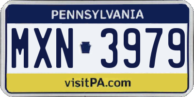 PA license plate MXN3979