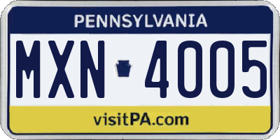 PA license plate MXN4005
