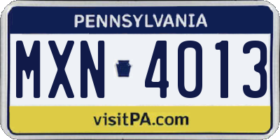 PA license plate MXN4013