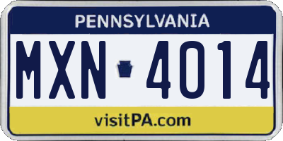 PA license plate MXN4014