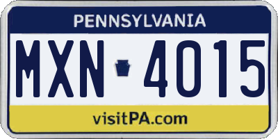 PA license plate MXN4015