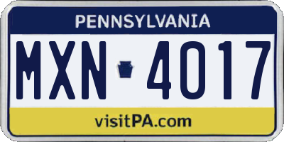 PA license plate MXN4017