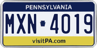 PA license plate MXN4019