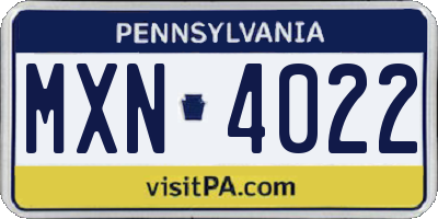PA license plate MXN4022